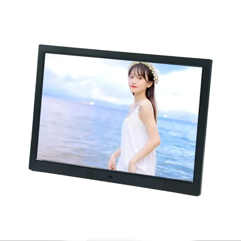 

Digital photo frame 14 inch 1366 * 768 Video, Music, Image, White/Black Digital photo frame, USB/SD With Portrait Capability