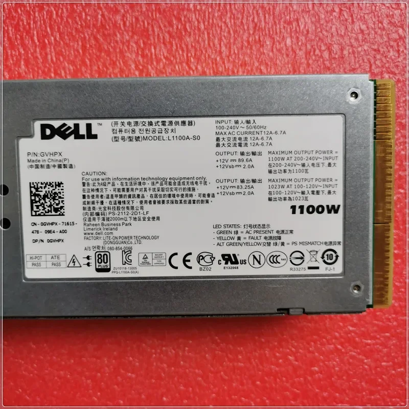 L1100A-S0 PS-2112-2D1-LF 1100W 12V -89A alimentatore 0TCVRR 0Y613G 1Y45R GVHPX originale Per DELL R510 R910 T710 R715 server