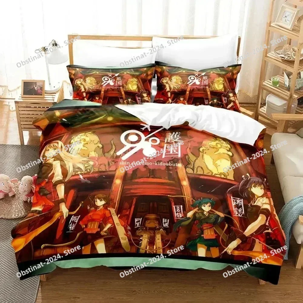3D Anime Kantai Collection Bedding Set Printed single Comforter Quilt Bed Cover Duvet Cover Pillow Case 3 Pieces Kids Adult Size