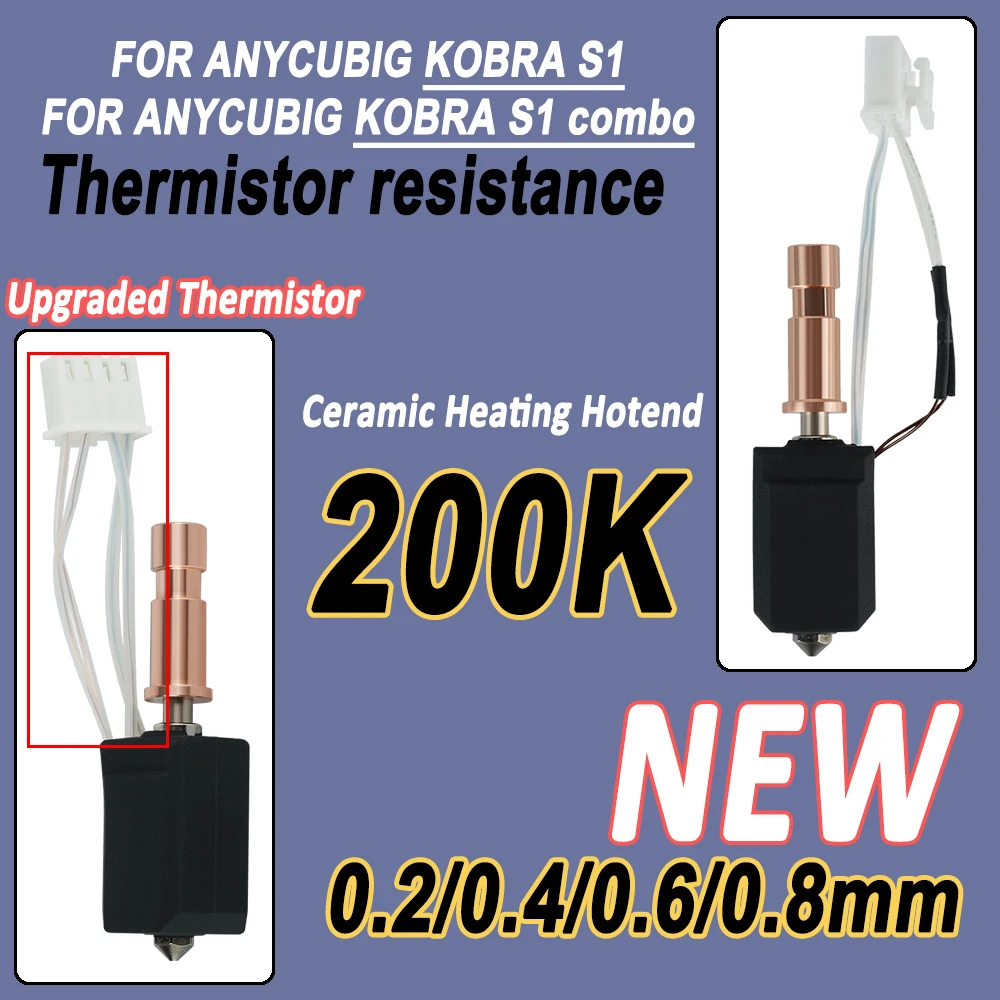 

For Anycubic Kobra S1 Hotend ceramic Nozzle Kobra S1 Combo Head S1C 3d Printer 24V 48W Rapid heating 320℃ 3d Printer Accessories