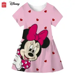 Disney Princess Minnie Dress Summer Children Clothes Dress Mini Dress Baby Girl Short Mickey Mouse Dress 1 2 3 4 5 6 7 8 9Years