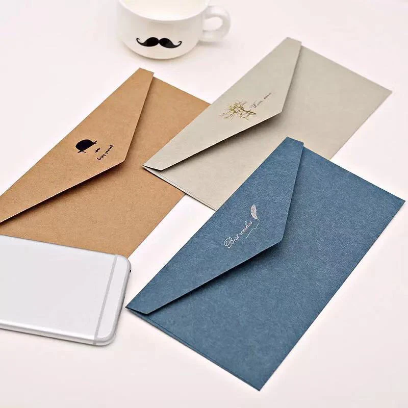 10pcs/lot 22x11cm Retro Colored European Envelope High-end Message Postcard Invitations Busines Wedding Postcard Envelope Letter