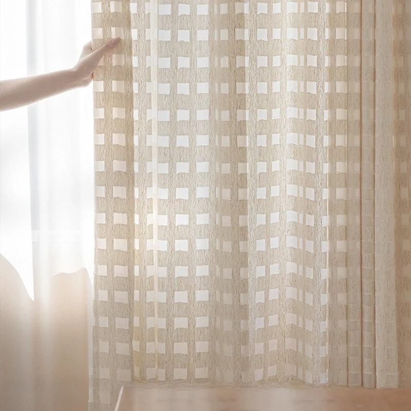 

Living Room Gauze Curtain Translucent Square Bedroom Balcony White Tulle Fabric Elegant Fashion Modern Simple Sheer Window Door