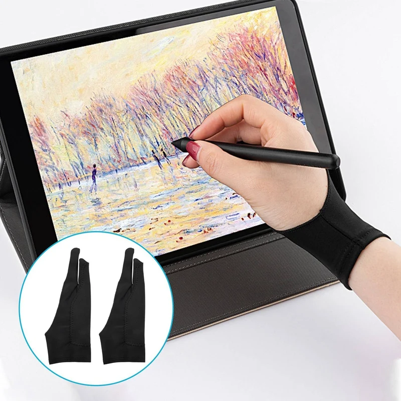 5-pack kunstenaarshandschoenen voor tablet Digitale tekenhandschoen Twee vingers Dikkere palmafwijzingshandschoen voor grafisch pad