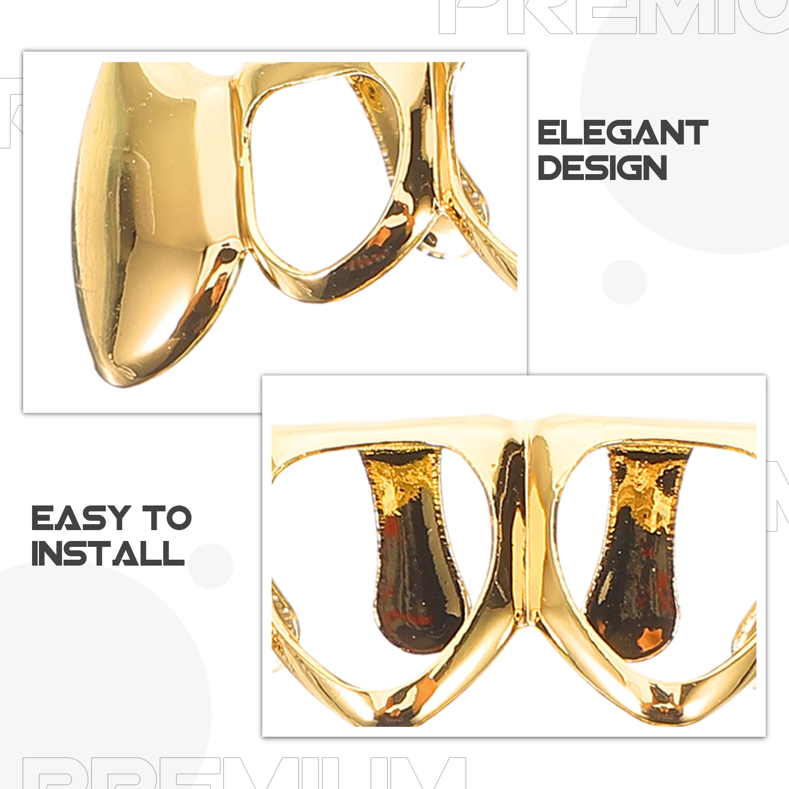 1 Zestaw Pozłacanych Metalowych Grilli na Zęby Unikalny Design Wygodne Dopasowanie Pojedynczy Grill na Usta dla Miłośników Muzyki Hip Hop Noszone na Zęby