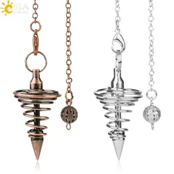 Metal Pendulum Pendulos Radiestesia Pendulums for Dowsing Divination Spiral Cone Antique Gold Color Silver Color Reiki G163
