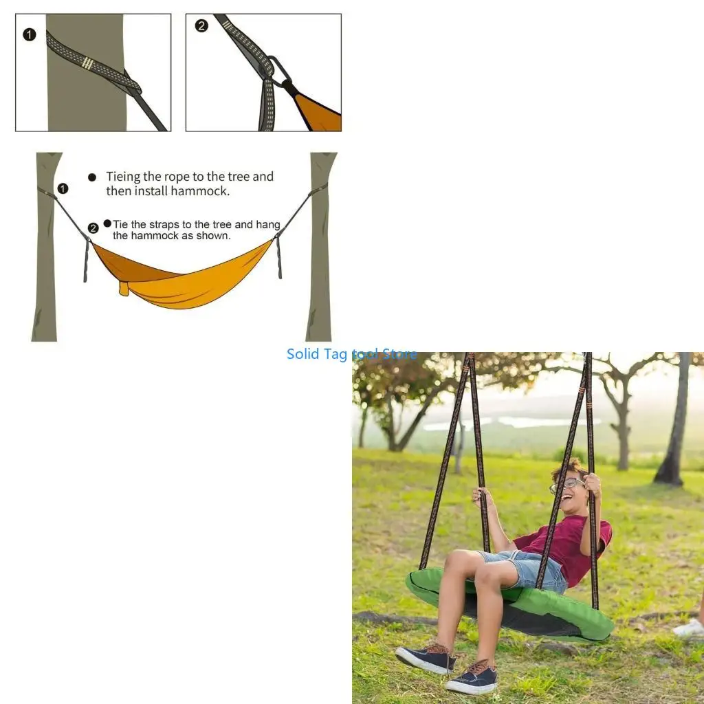 4xfd Outdoor Hangmat Support BEWERPOBLE POLYESTER ROPE MET KARABINER SET