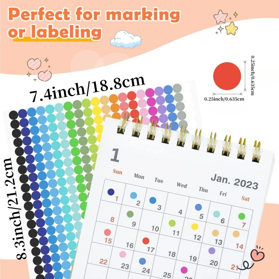 6720 Dot Stickers Round Color Coded Labels Round Dot Stickers 20 Colors Office Classroom Stickers