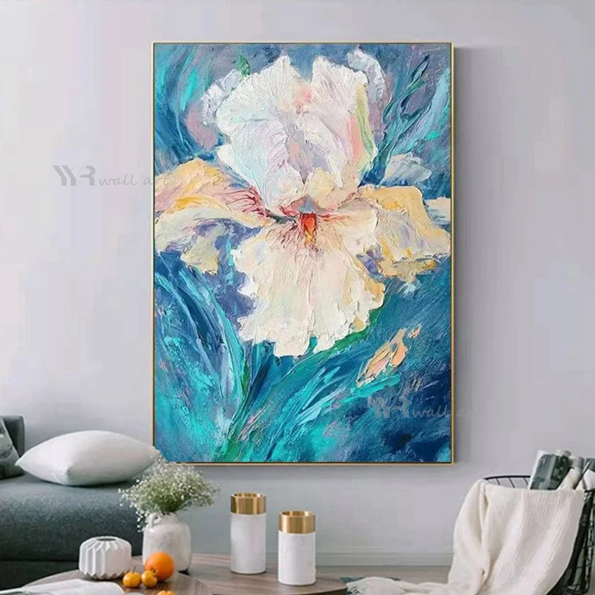 

Handmade Magnolia Flower Decorative Oil Painting on Canvas Living Room Bedroom Porch Hotel Wall Art Mural Modern Abstract Poster