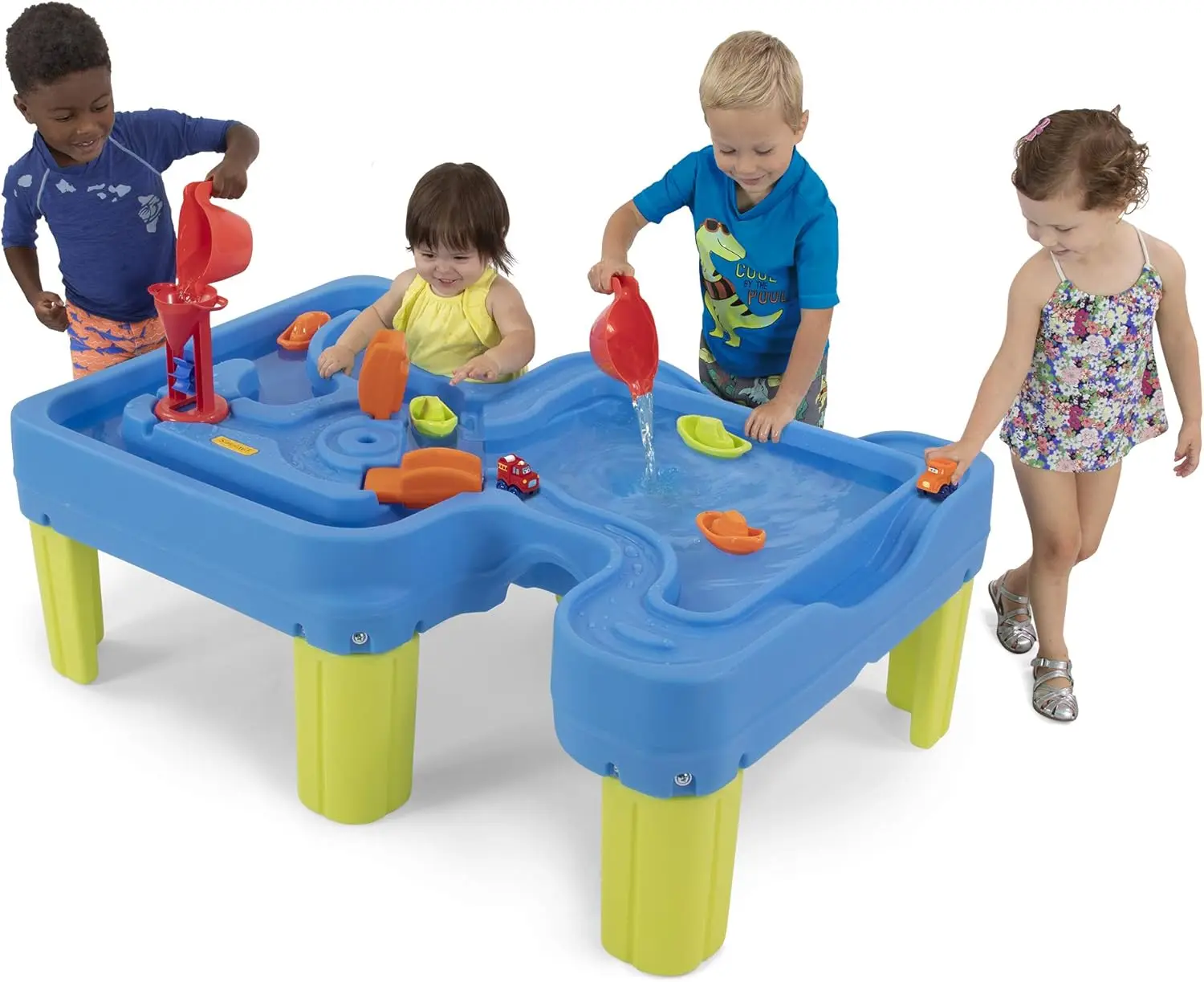 

Big River and Roads Water Play Table, Outdoor Activity Table with Track Toys for Toddlers and Kids, 9 Accessories Included, Made