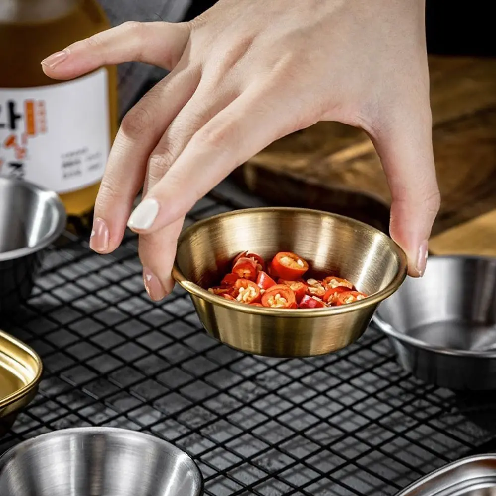 1Pcs Sushi Dipping Sauce Dishes Mini Appetizer Plates 304 Stainless Steel Seasoning Tray 7/8/10/11cm Bowl Sauce Plate