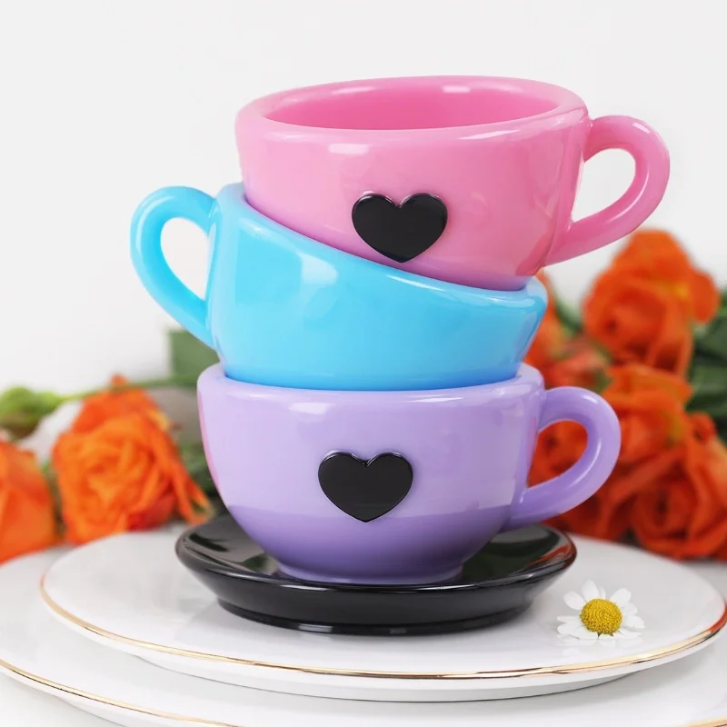 Силиконовая форма для зеркальной чашки чая Love, сделай сам, гипсовый цемент, украшение для кофейной чашки, тарелка для хранения, орнамент, форма из смолы, домашнее ремесло