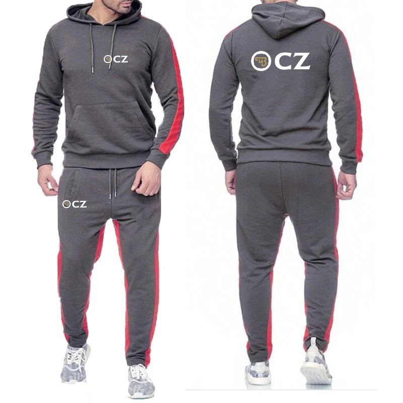 Ceska Zbrojovka-Sudadera con capucha y pantalón de chándal para hombre, traje deportivo cómodo con estampado de Color liso checo de armas de fuego, primavera y otoño, 2024