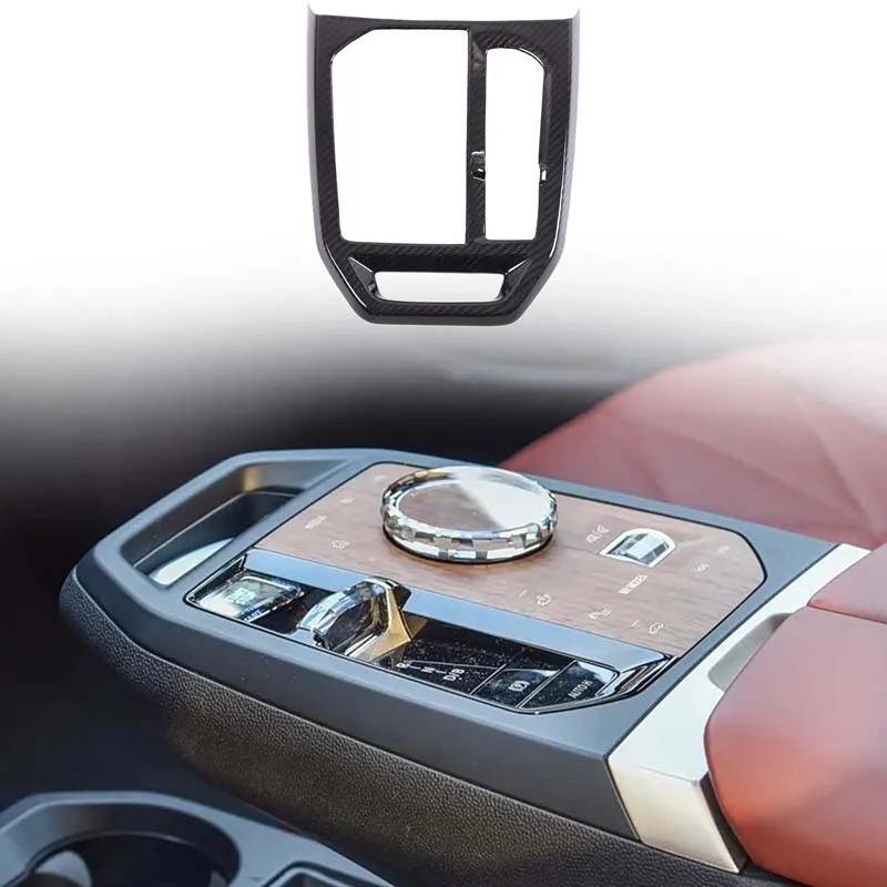 

1Pcs Real carbon fiber For BMW ix 2022-2024 car center control gear frame decorative sticker car interior protection accessories