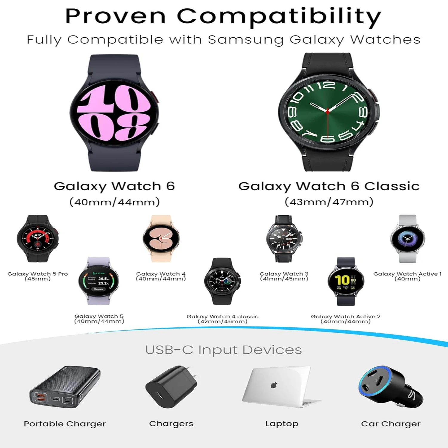 Charger Compatible with  Watch  Charge for   Watch 6/6     Watch/5/5 /4/4 //Active 2/Active 1 Smart Watch Charger Cable
