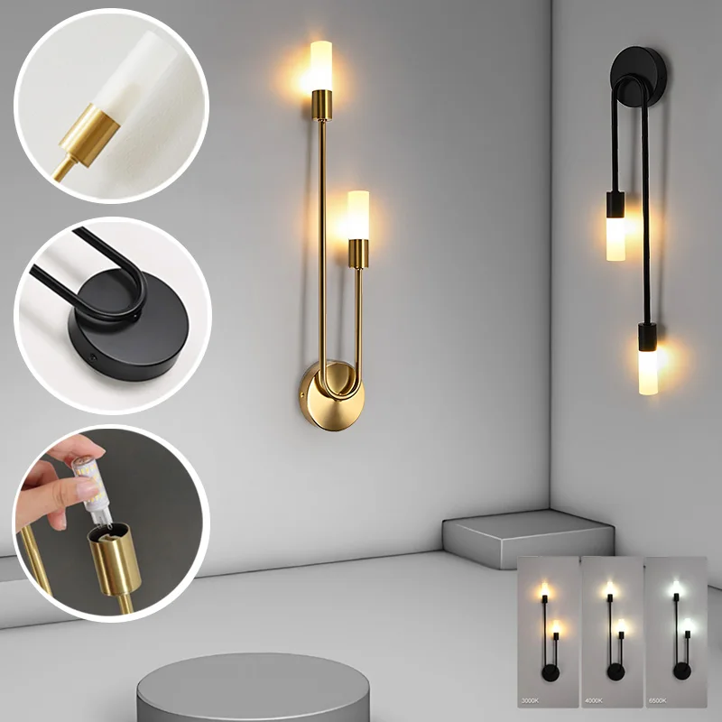 

Bedroom LED Wall Lamps with G9 Light Bulb for Living Room Hardwired Black Gold LED Wall Lights Wall Sconce for Kitchen Corridor
