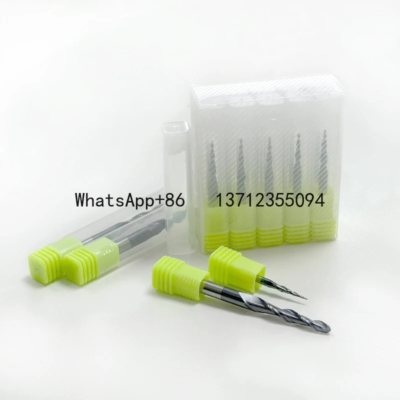 

1pc HRC55 Tapered Cone CNC Milling Cutter 2F - D3.175/D4/D6/D8/D10/D12 Tungsten Solid Carbide Coated Tapered Ball Nose End Mill