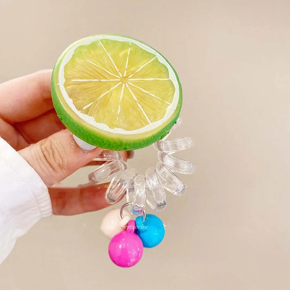 Fruit Lemon Shape Hair Scrunchies Fio de telefone Estilo coreano Corda de cabelo de verão Suporte de rabo de cavalo Cor doce