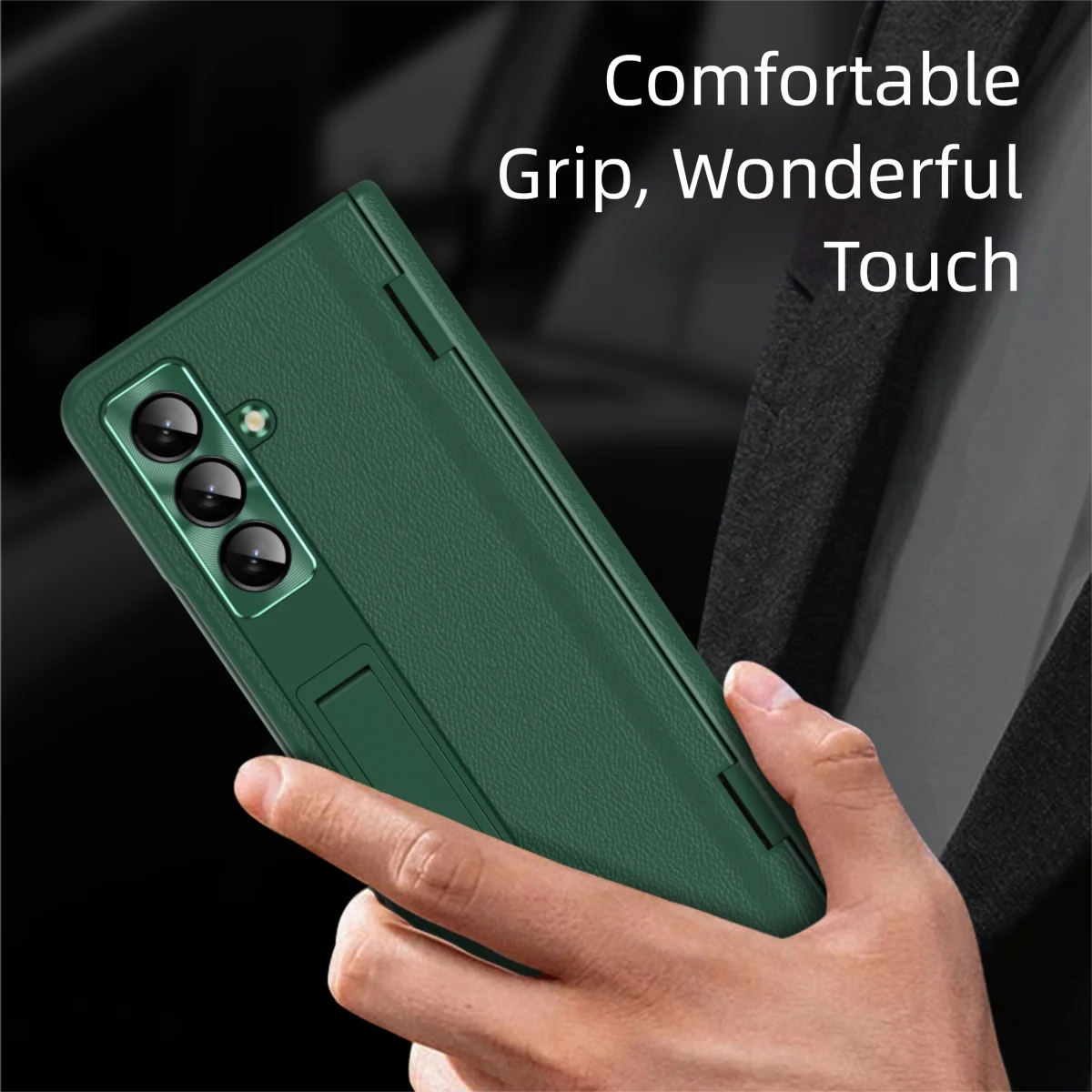 Leather Phone Case for Samsung Galaxy Z Fold 7 6 5 4 3 Fold7 Fold6 Fold5 Magnetic Hinge Stand Back Cover with Mirror Film YYC006 - Image 3