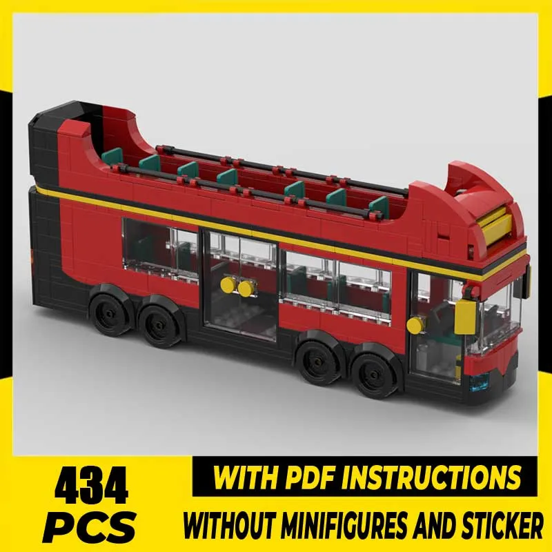 

Модель городского автомобиля Moc, строительные блоки, модель экскурсионного автобуса, технологические кирпичи, сделай сам, сборочные игрушки, праздничный набор, подарки