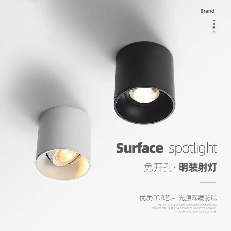 

Circular LED Spotlight with Anti Glare and Adjustable Angle Ceiling Surface Mounted Tube Lamp Household for Balcony Living Room