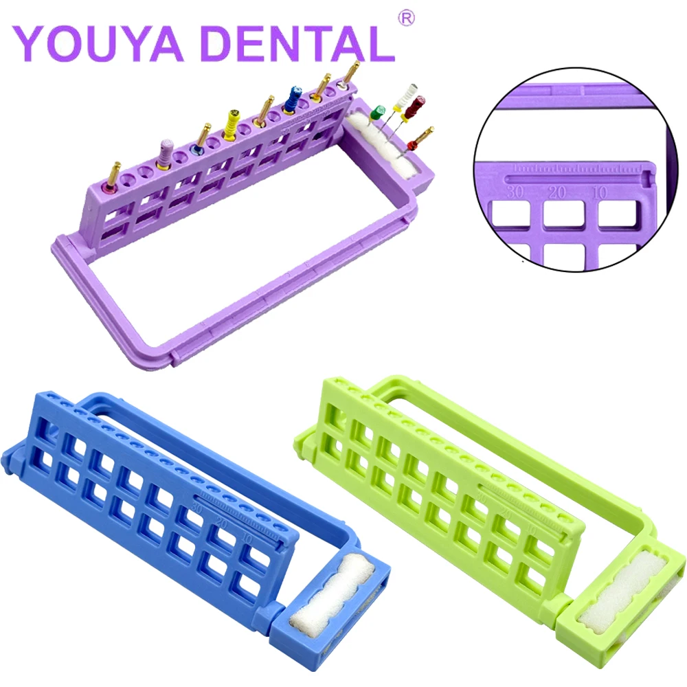 1Pcs Plastic 16 Holes Dental Endodontic File Drills Disinfection Block Rack Holder With Ruler Sponge Endo Stand Tray Organizer