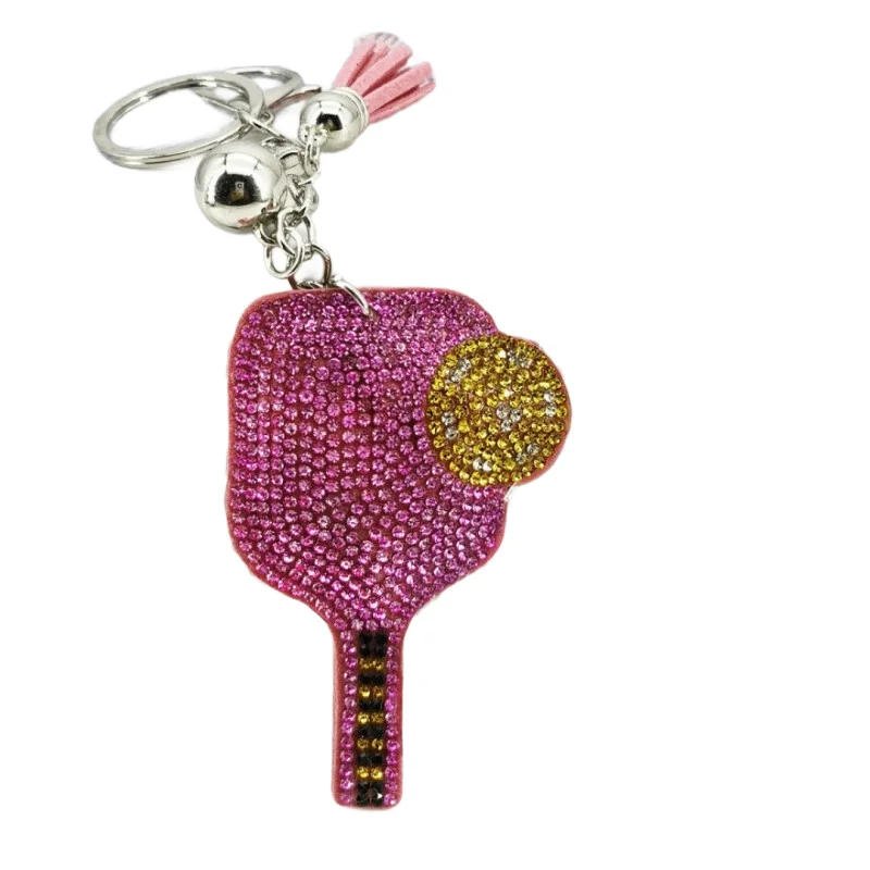 Neuer pinker Strass-Pickleball-Schlüsselanhänger für Sportliebhaber, Taschen, Geldbörsen, Autoschlüsselanhänger, süßer Mini-Pickleball-Schlüsselanhänger, Geschenke – Detail 5