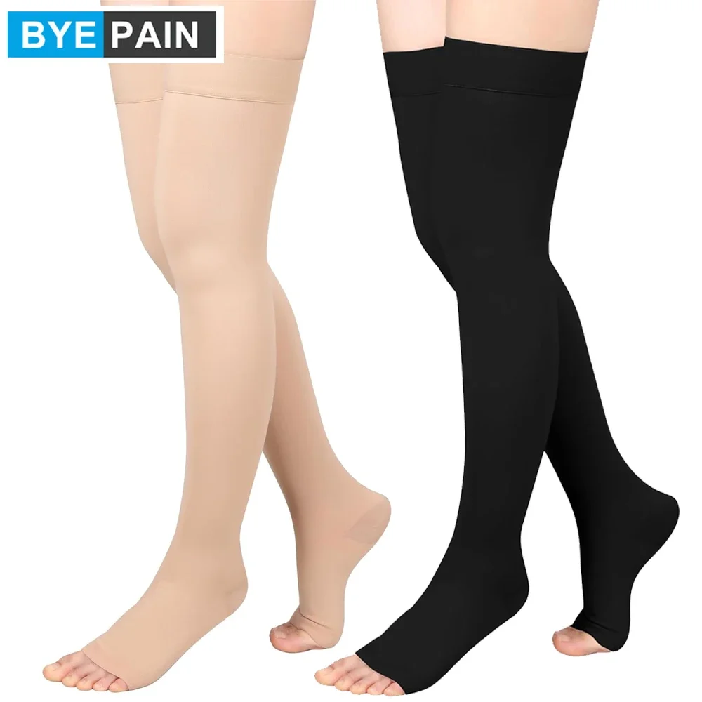 

Thigh High Compression Socks, Firm Support 20-30 mmHg Gradient Compression Stockings with Silicone Band. Treatment for Running