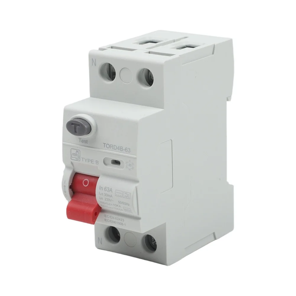 2P Type B for Circuit Breaker for rcd DC 63A 30mA with 6KA Breaking Capacity for Electric Vehicle Charging Station Use