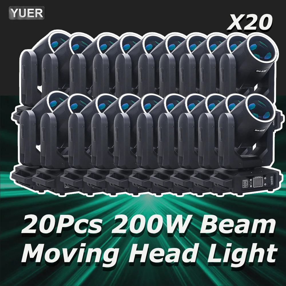 20Pcs/lot 200W LED With Ring Beam Spot Moving Head Light With 18 Rotating Prism Rainbow Effect DMX Disco Party CLub Stage Lights