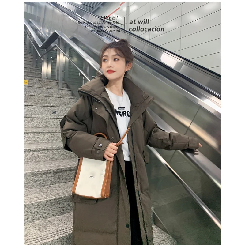 Women White Down Clothes Long Casual Duck Down Windproof Warm Baggy Hooded Coat Fashion Puffer Padded Outwear Tops Winter