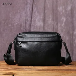 Retro Horizontal Multi Compartment Men's Leather Shoulder Bag With Simple And Multifunctional Top Layer Cowhide Crossbody Bag