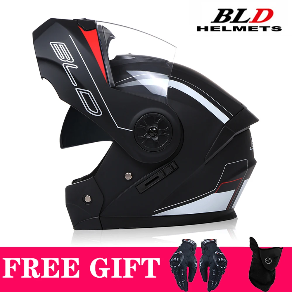 Helm sepeda motor, sarung tangan hadiah helm sepeda motor wajah terbuka Full Face Modular keselamatan lensa ganda Pria Wanita Dot disetujui Casco kualitas tinggi