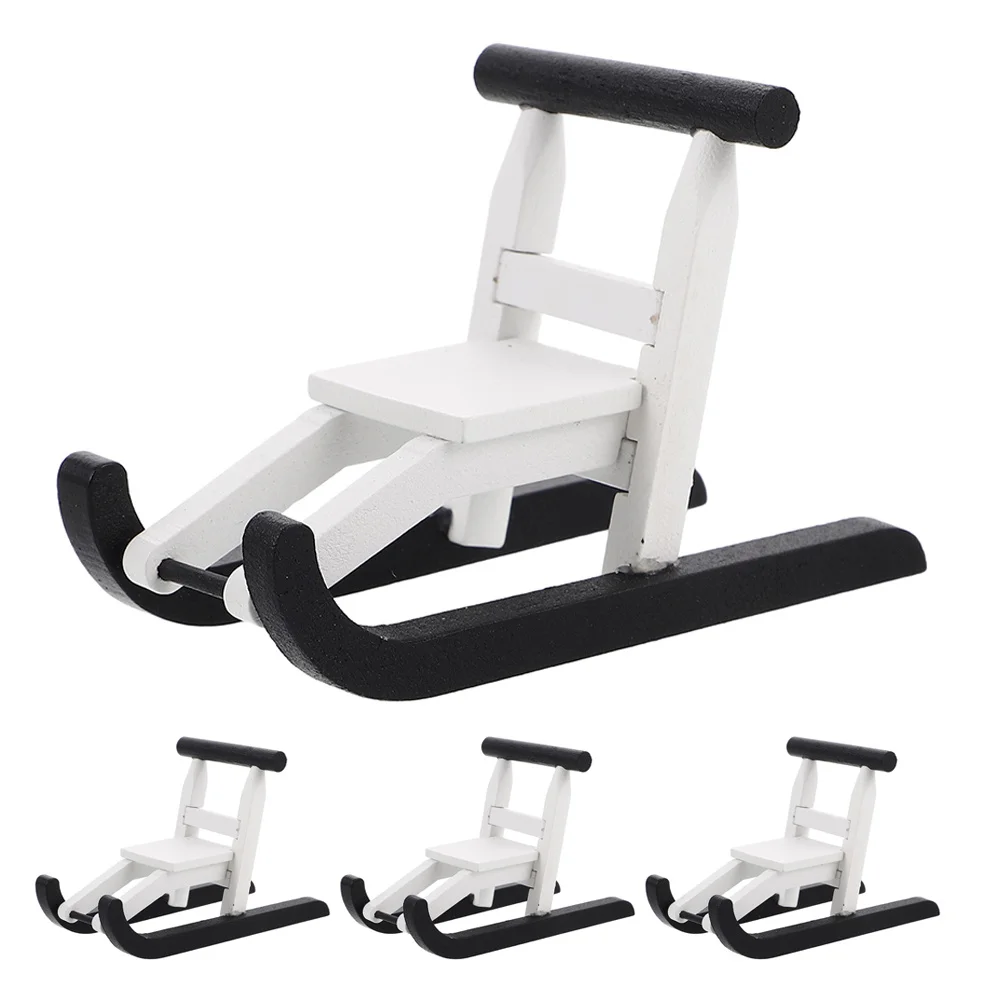 

4 шт. миниатюрных деревянных сани — реалистичные украшения для рождественской елки и декораций для кукольного домика