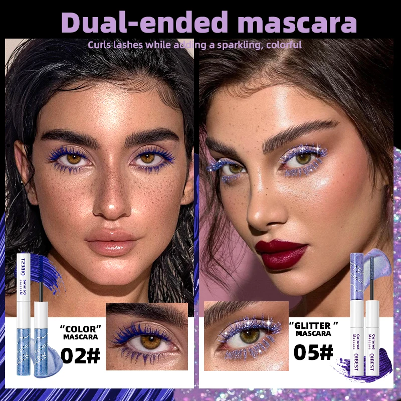Máscara de pestañas brillante 2 en 1, textura ligera, aplicación suave, brillo duradero, efecto maquillaje natural
