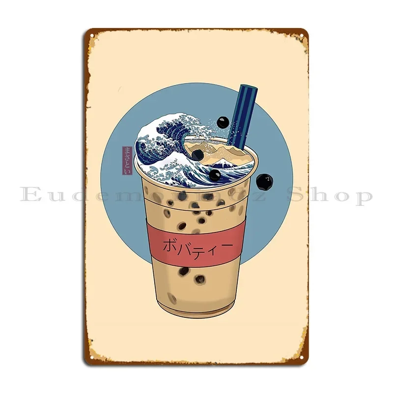 The Great Bubble Tea Wave Metal Sign Plaques Create Printed Living Room Pub Cinema Tin Sign Poster
