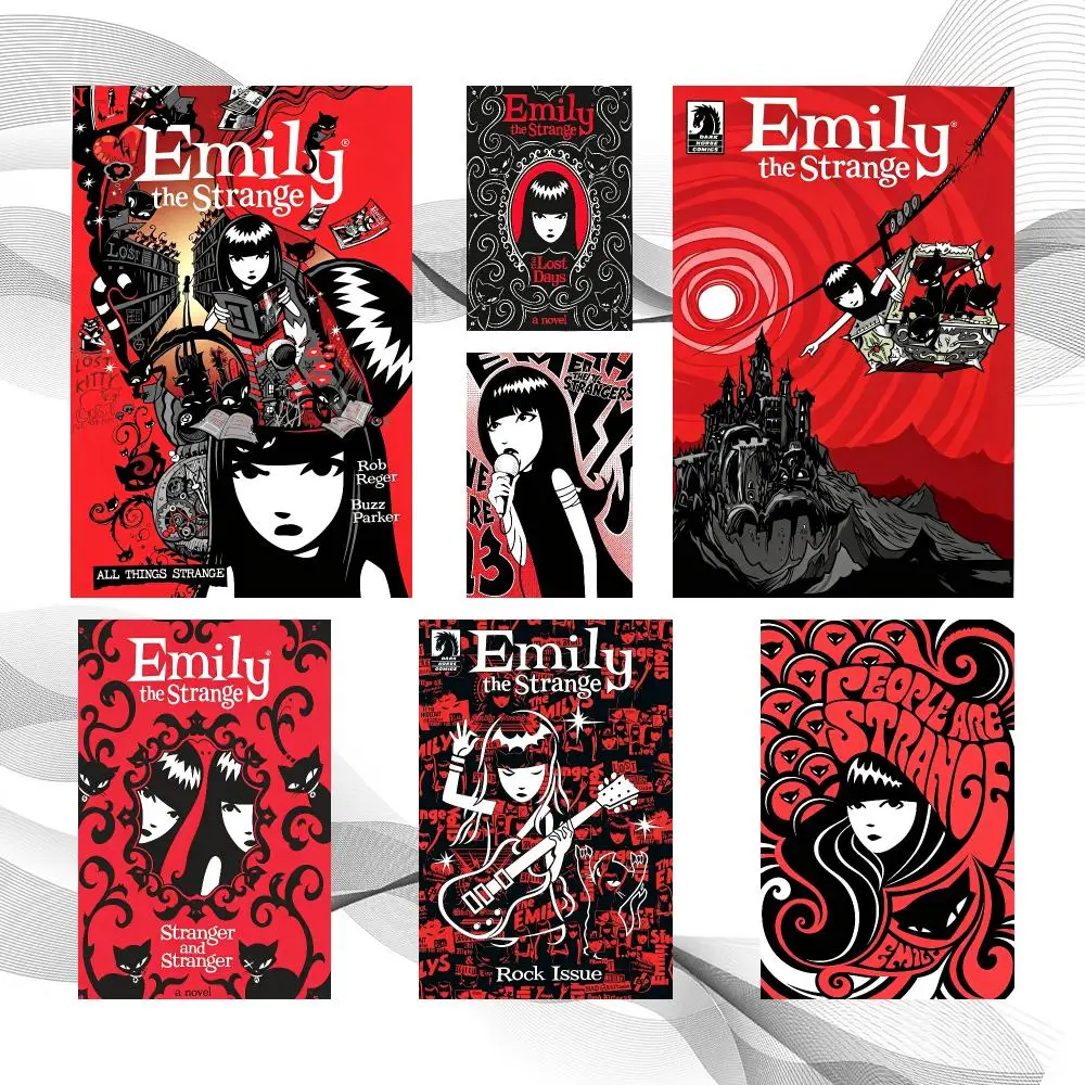 Anime Art E-Emily the Strange Poster Peel And Stick Wall Art Self Adhesive PP Waterproof Wall Decor Living Room Bedroom Gift