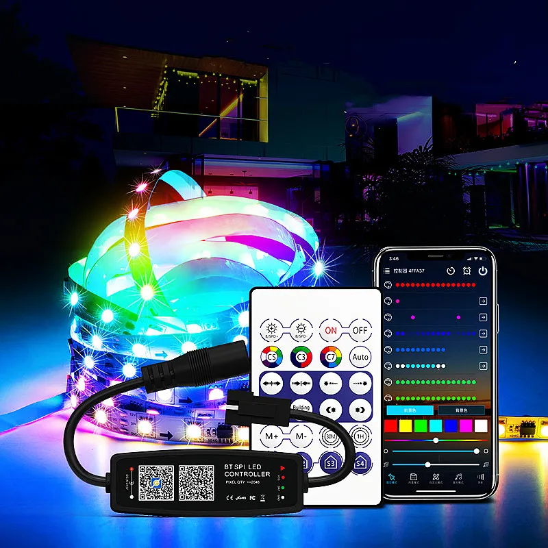 ZENGGE APP Pixel RGB Bluetooth Music Controller For USB DC 5V 12V 24V WS2811 WS2812B SK6812 RGB RGBW Addressable LED Strip Light