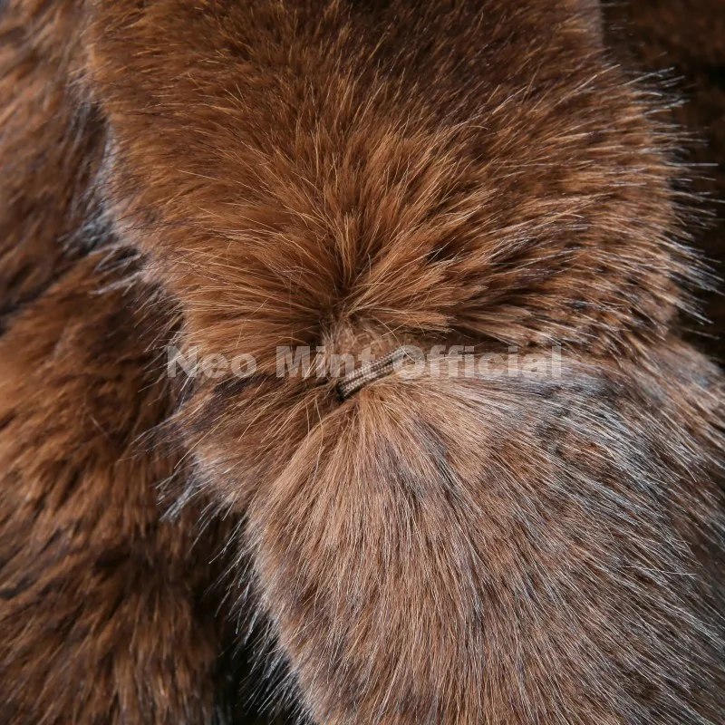 Neo Mint Vintage Brown Patchwork Fur Coat Women Winter 2025 Luxury Brand Fashion Faux Fox Fur Jacket Chic Street Girl Overcoats