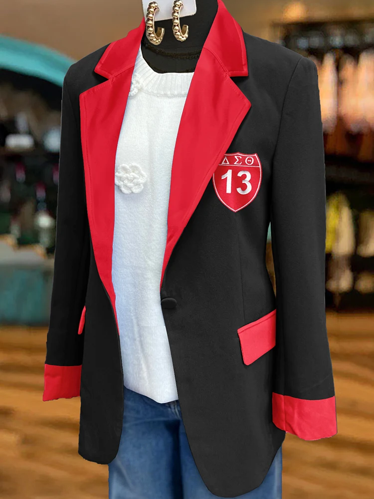 Delta Sigma Theta Sorority Print Long Sleeve Blazer