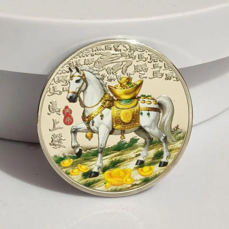 2026 سنة الحصان عملة تذكارية زودياك الحصان الذهب والفضة عملة 2026 السنة الجديدة تذكارية 40 مللي متر الحيوان الميمون الحصان #4