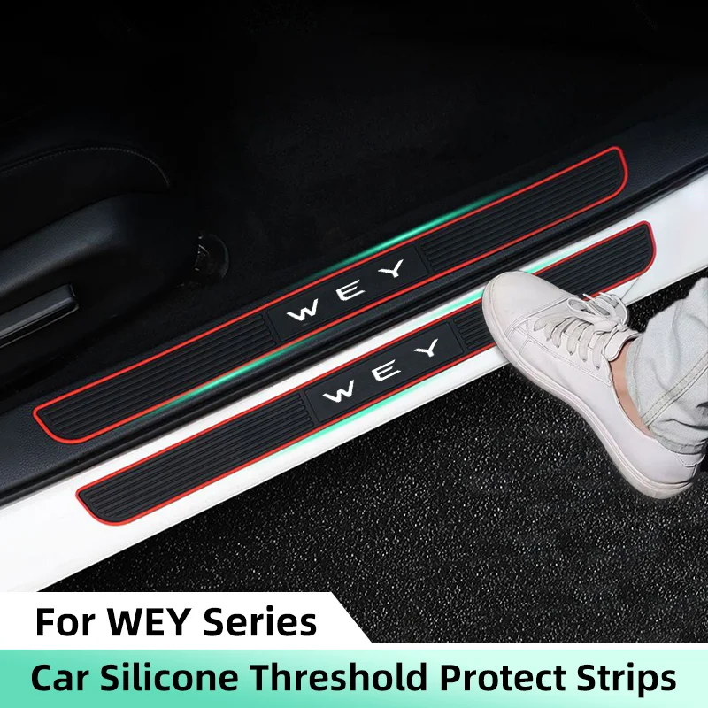 

4pcs Rubber Car Door Sill Scuff Covers For Greatwall Wey Tank 300 Coffee VV5 VV6 VV7 P8 Auto Door Panel Guards Protector Trims