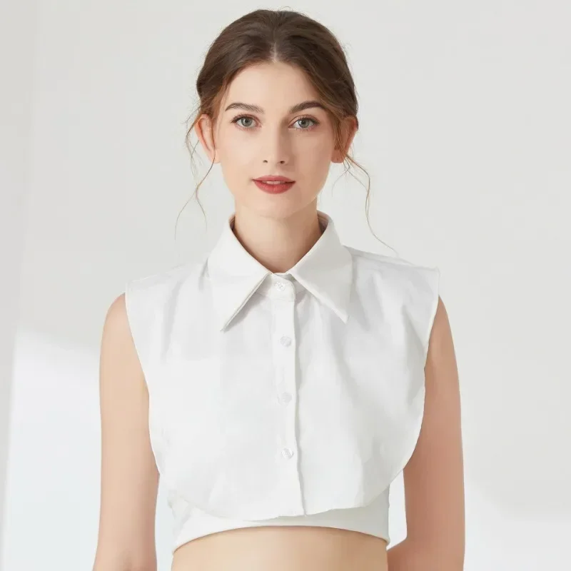 Cuello falso de cuero PU de alta calidad para mujeres y hombres, trajes formales, media camisa, cuello falso desmontable, suéter, decoración de ropa