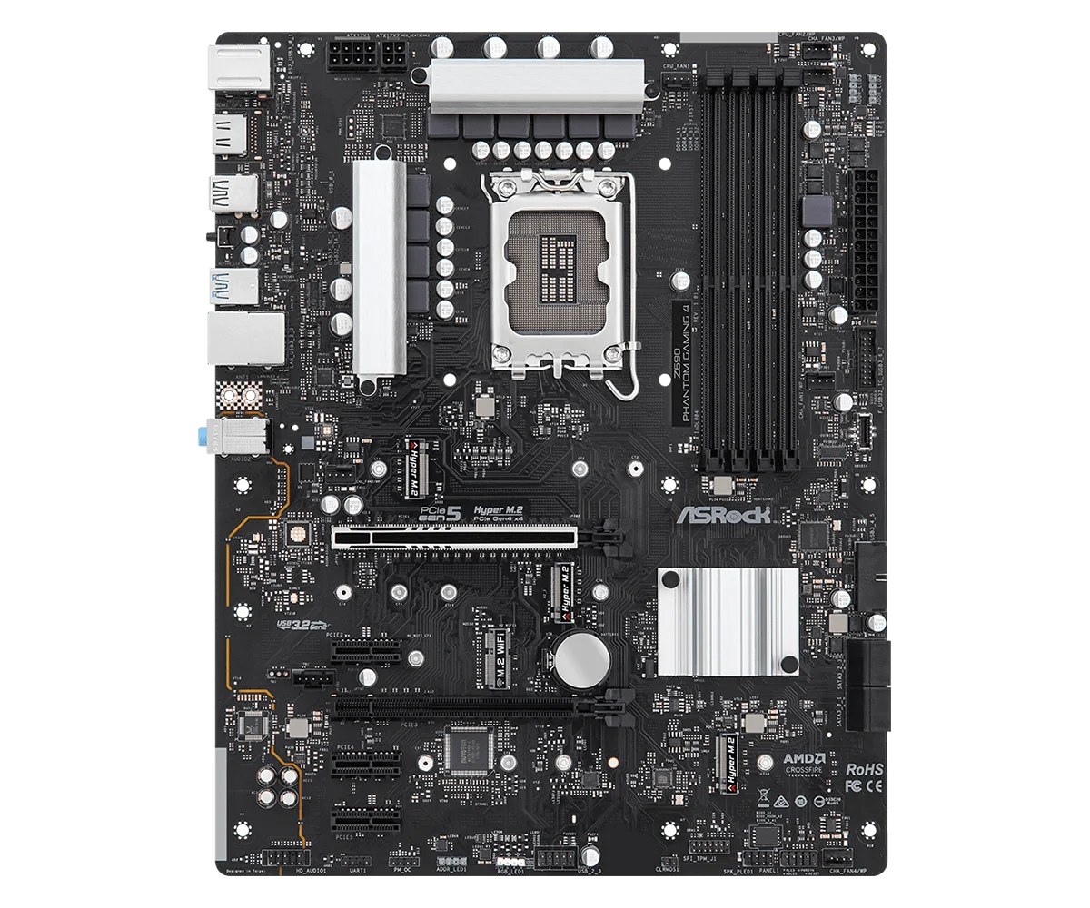 Материнская плата ASRock Z690 Phantom Gaming 4 LGA 1700 DDR4 Intel Z690 DDR4 M.2 NVMe с поддержкой процессора i9-14900 i5-13600 i9-12900 i5-12400