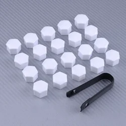 20pcs Car White Wheel Lug Nut Bolt Cover Cap With Removal Tool Kit Set New Fit To All Vehicles With 17mm(diameter) Hex Bolt Nuts