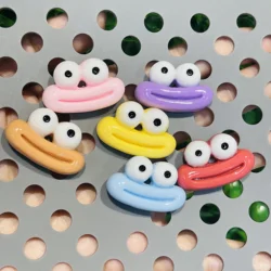 1-6Pcs Cartoon Sesame Street Frog Mouth Resin Shoes Buckle Charms Clog Funny Accessories DIY Women Phone Case Wristbands