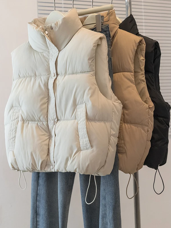 

Женский стеганый хлопковый тюнет-жилет, пальто с вырезом в виде хлеба, хлопковая верхняя одежда с воротником-стойкой на пуху, осень-зима, большие размеры