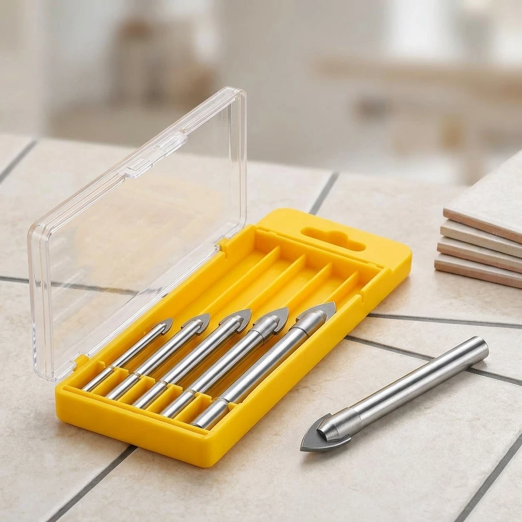 Anti-Slip Glass Drill Bit Set Professional for Bathroom Installation Carbide Triangular Tile Hole Saw Kit Durable
