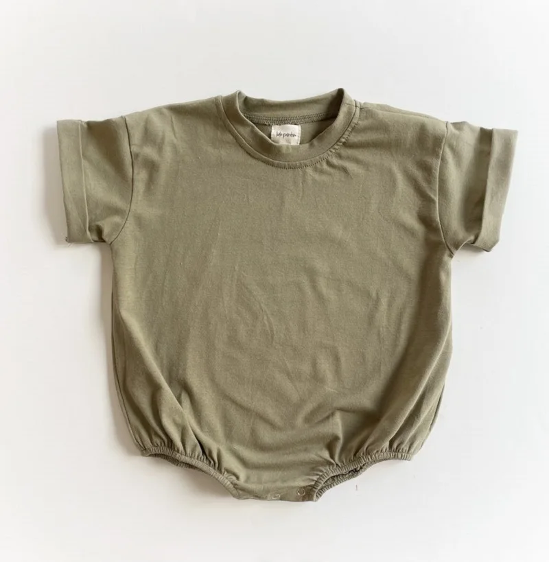 Pelele de verano para niñas pequeñas, ropa de gran tamaño de manga corta, color verde militar, para regalo