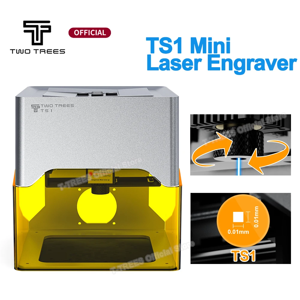 Twowrees TS1 Laser Engraver 3W Mini Laser Engraving Machine  Support Bluetooth Connection Engraving Diameter 80X80mm Carving MDF